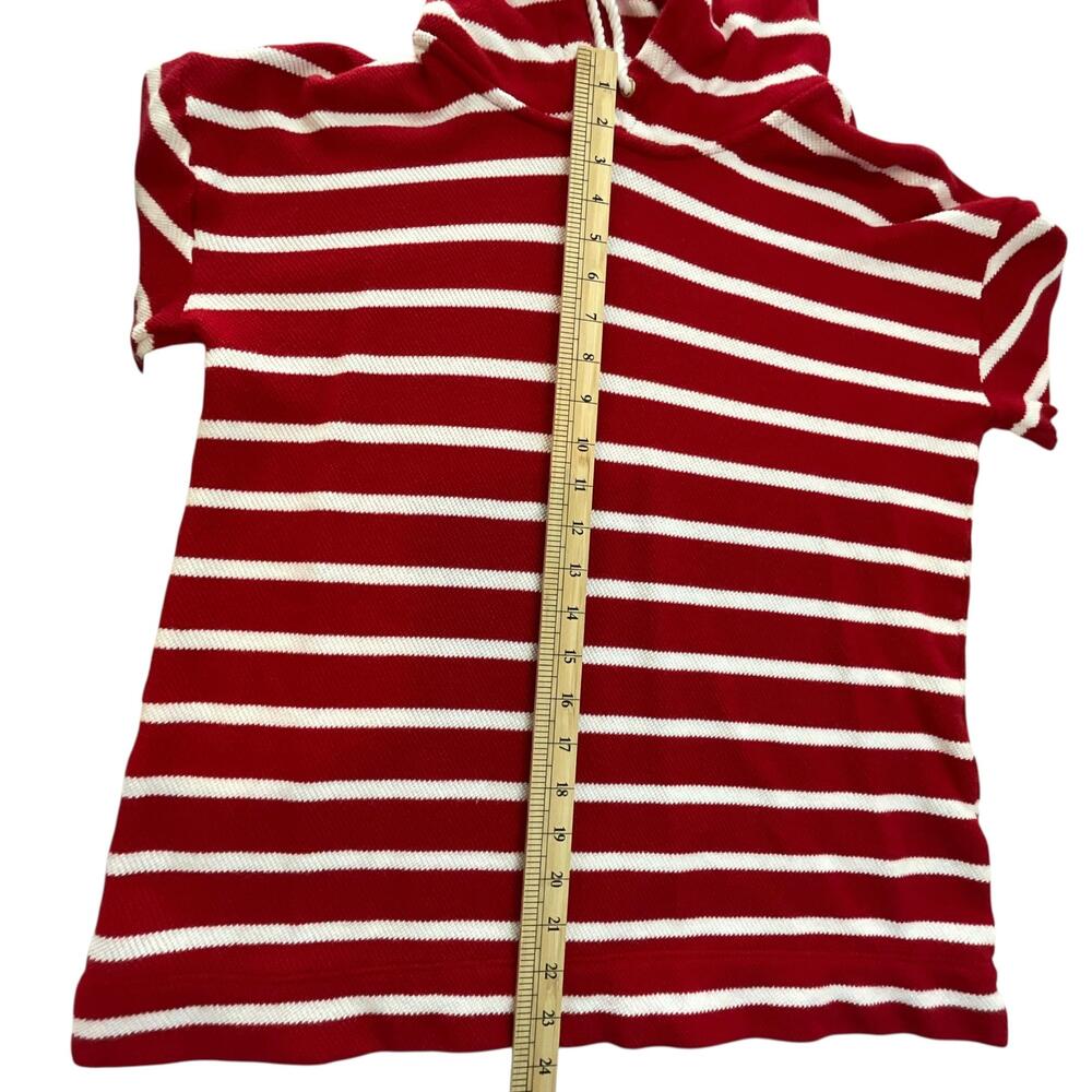 Talbots Beach Terry Hoodie Luna Womens Medium Red White Striped Cotton - Picture 12 of 13
